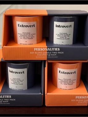Extrovert & Introvert Scented Candle Two-Pack - Orange & Navy